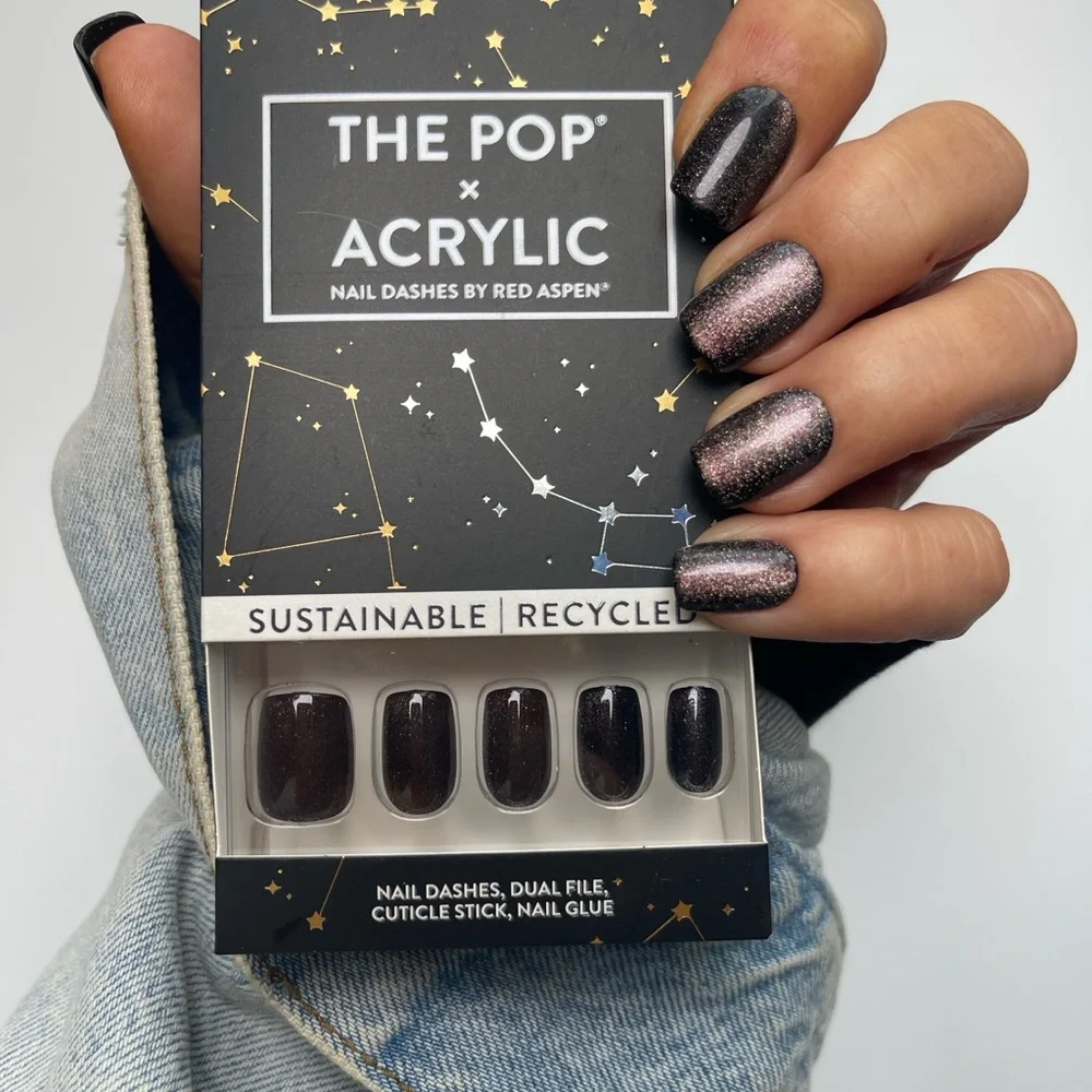 Red Aspen The Pop Acrylic Press-On Nails - Black Glitter - Picture 2 of 3